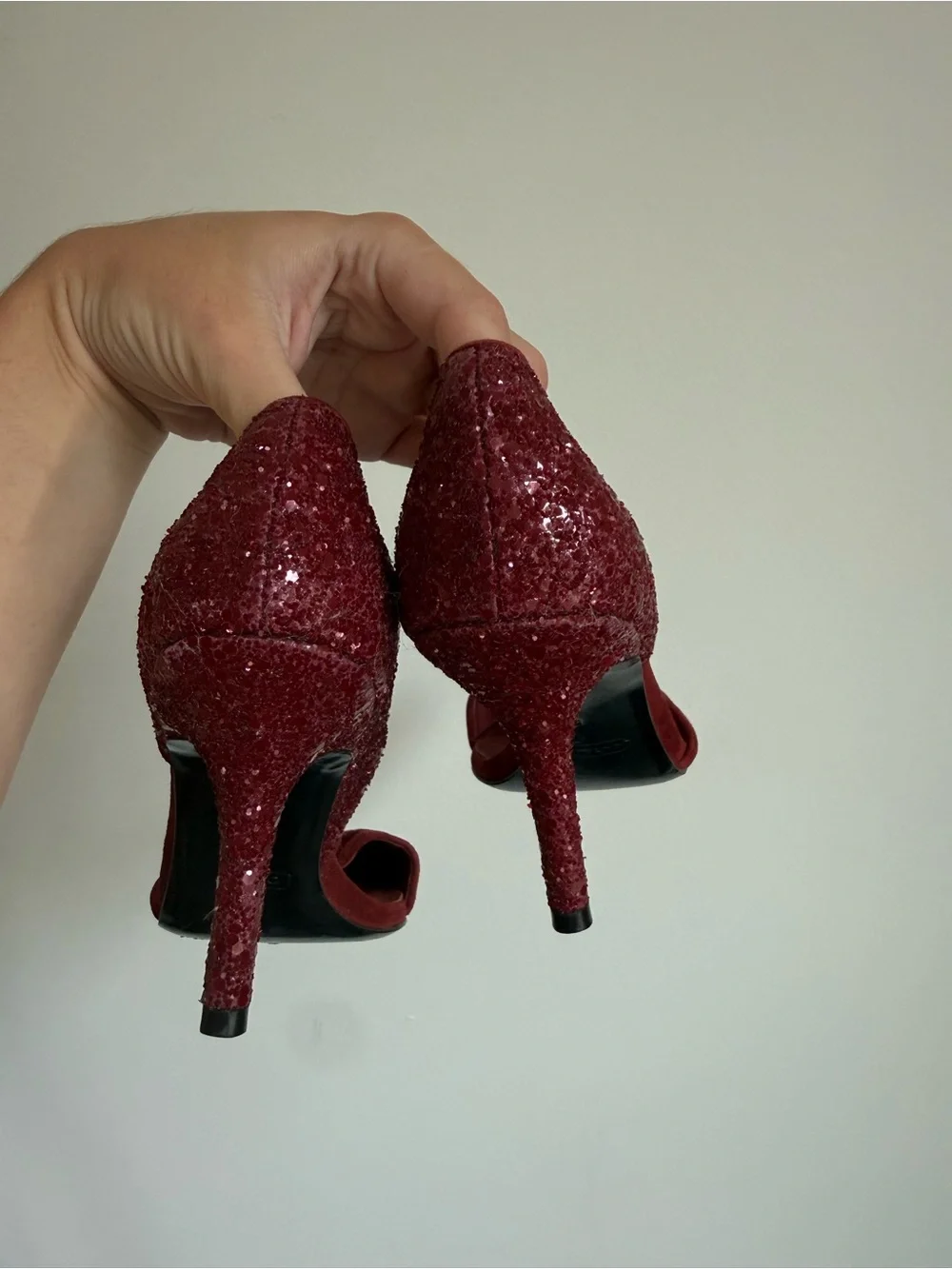 Coach Burgundy Suede and glitter D'Orsay Pointed heels